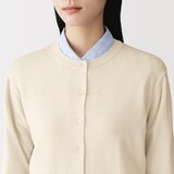 婦人　ＵＶカット強撚コットンクルーネックカーディガン