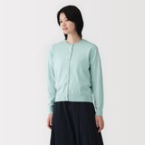 婦人　ＵＶカット強撚コットンクルーネックカーディガン