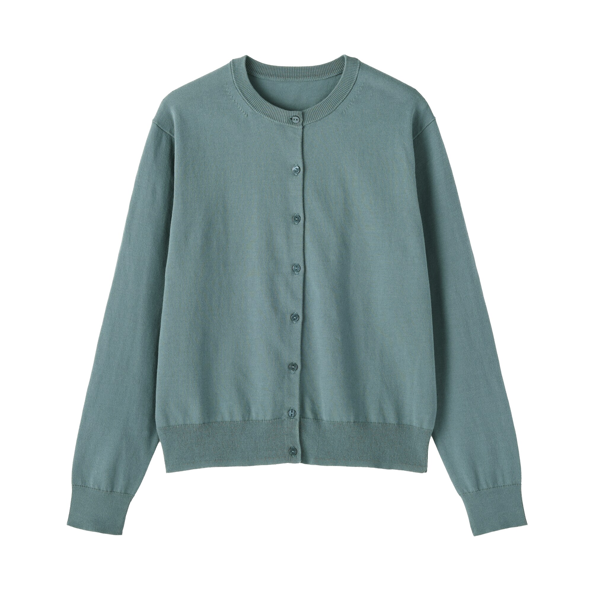 婦人　ＵＶカット強撚コットンクルーネックカーディガン