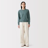 婦人　ＵＶカット強撚コットンクルーネックカーディガン