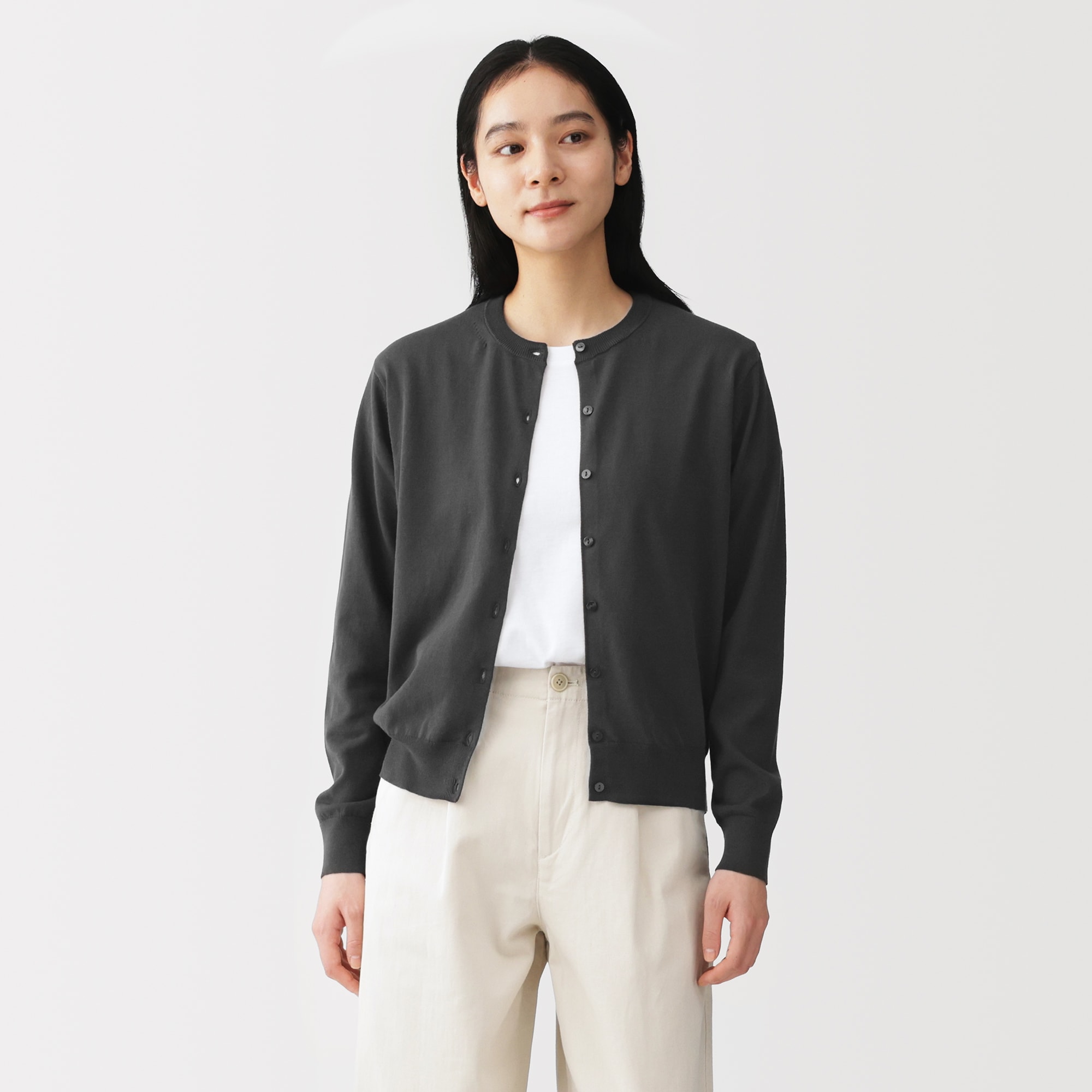 婦人 UVカット強撚コットンクルーネックカーディガン | 無印良品