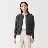 婦人　ＵＶカット強撚コットンクルーネックカーディガン