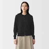 婦人　ＵＶカット強撚コットンクルーネックカーディガン