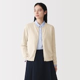 婦人　ＵＶカット強撚コットンクルーネックカーディガン