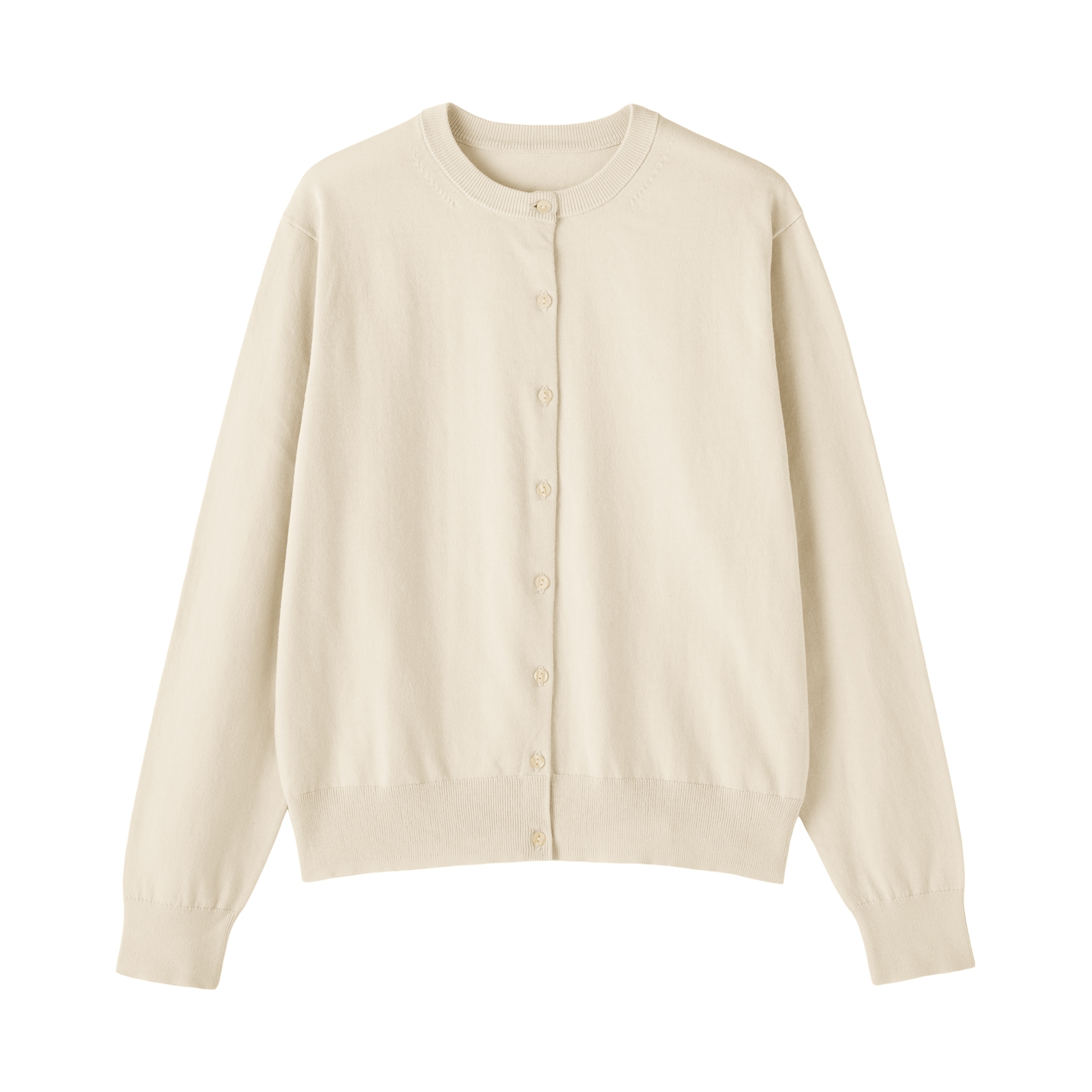 婦人　ＵＶカット強撚コットンクルーネックカーディガン