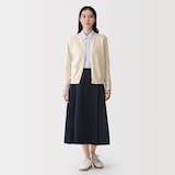 婦人　ＵＶカット強撚コットンクルーネックカーディガン