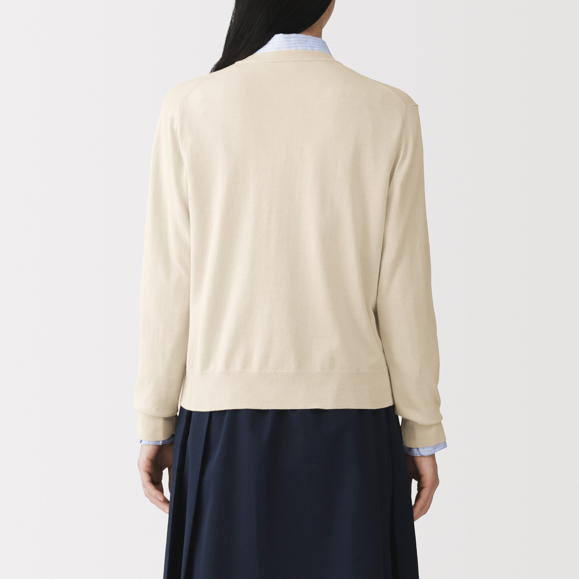 婦人　ＵＶカット強撚コットンクルーネックカーディガン