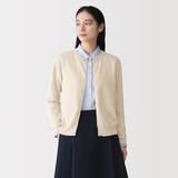 婦人　ＵＶカット強撚コットンクルーネックカーディガン