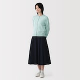 婦人　ＵＶカット強撚コットンクルーネックカーディガン