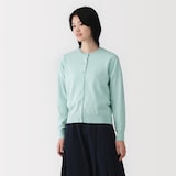 婦人　ＵＶカット強撚コットンクルーネックカーディガン