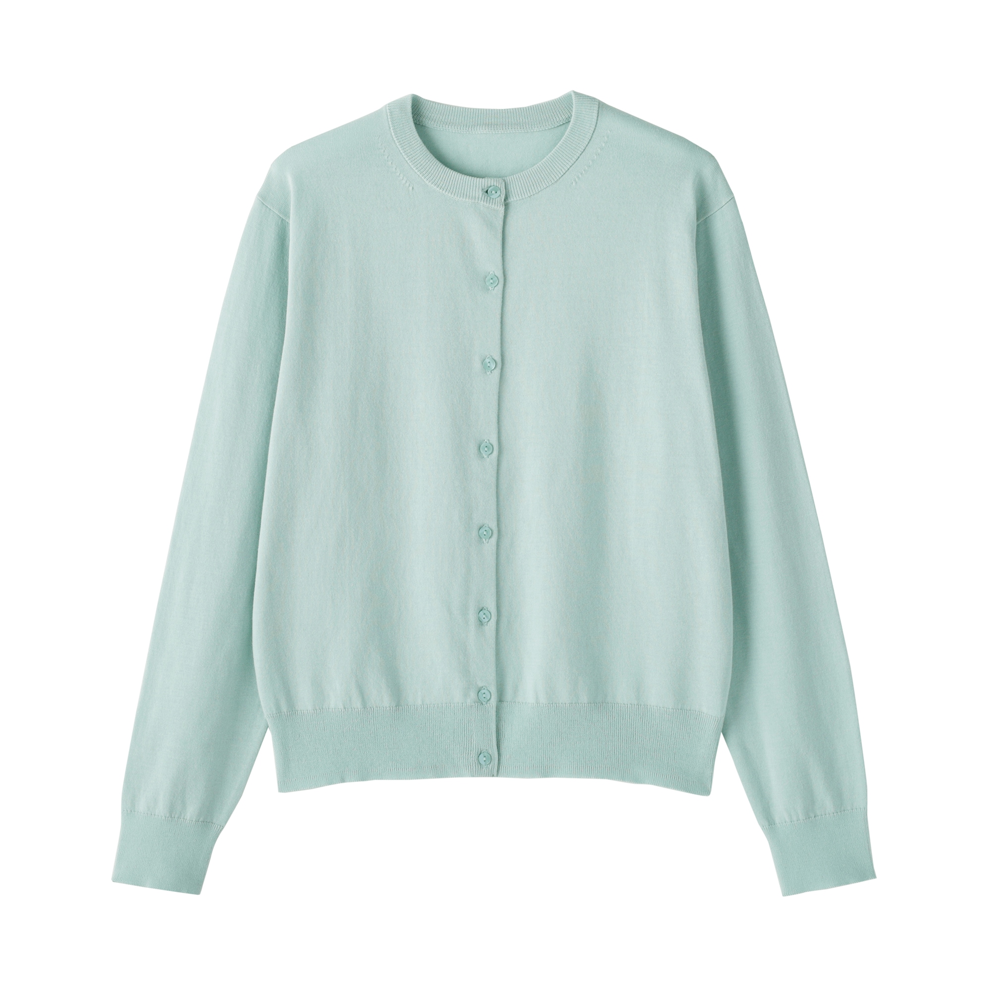 婦人　ＵＶカット強撚コットンクルーネックカーディガン