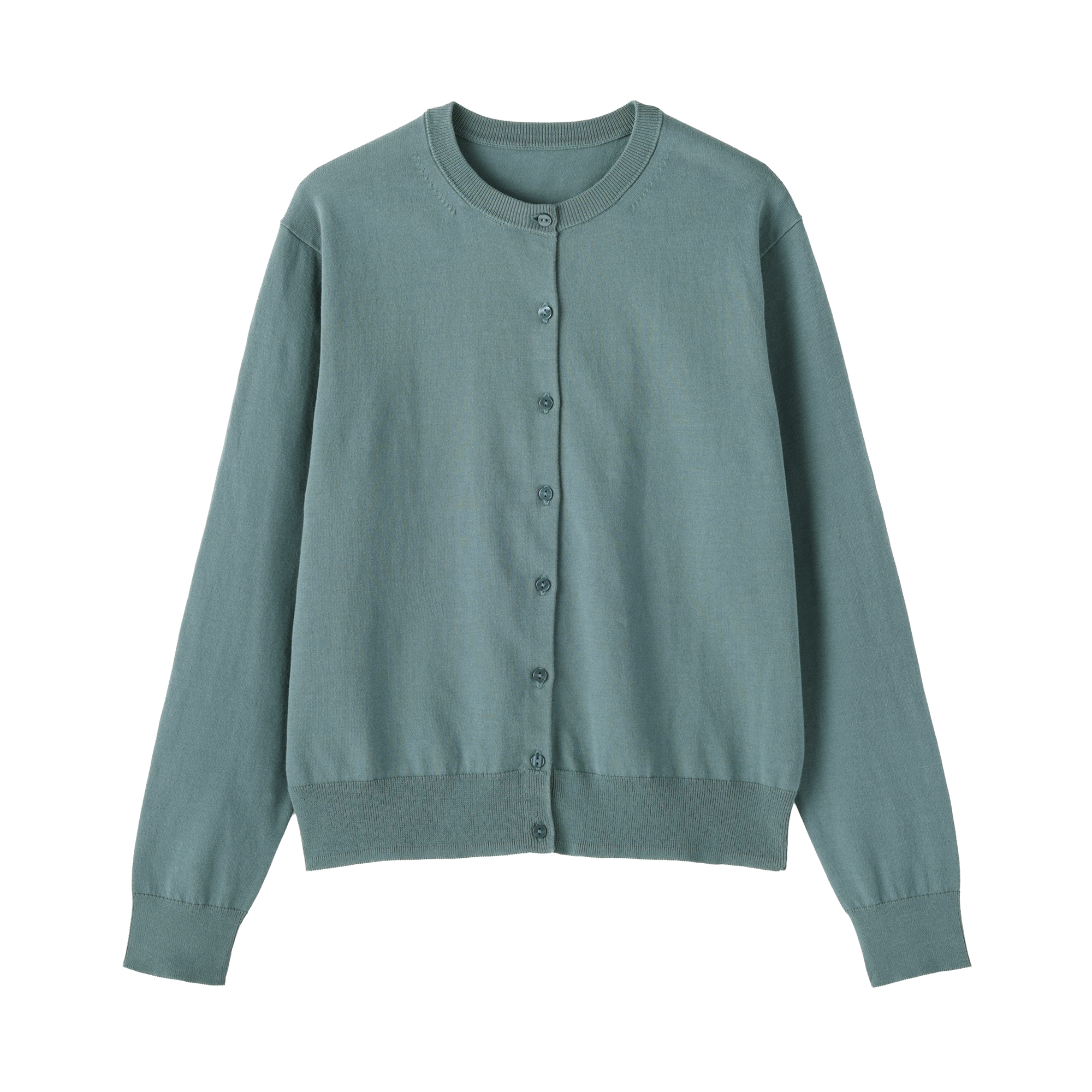 婦人　ＵＶカット強撚コットンクルーネックカーディガン