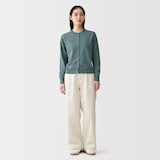 婦人　ＵＶカット強撚コットンクルーネックカーディガン