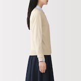 婦人　ＵＶカット強撚コットンクルーネックカーディガン