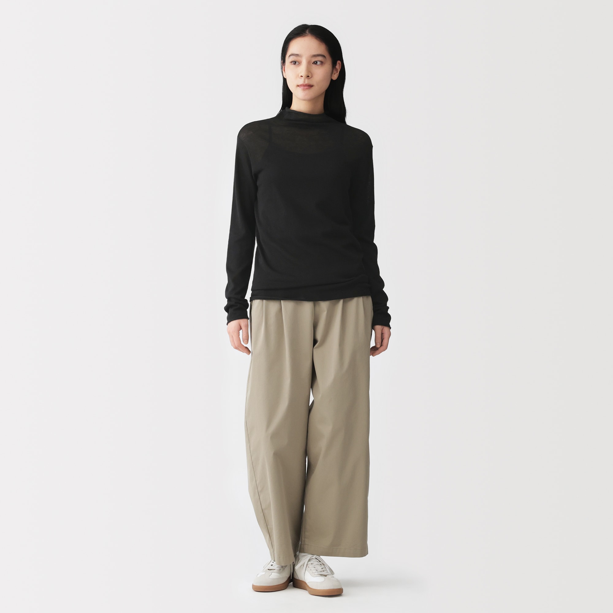 婦人　なめらか天竺編みシアーハイネックセーター