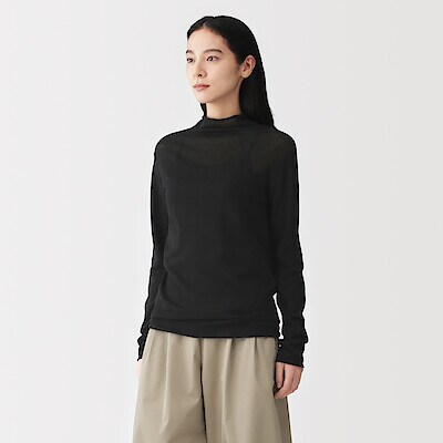 婦人　なめらか天竺編みシアーハイネックセーター