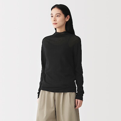 婦人　なめらか天竺編みシアーハイネックセーター