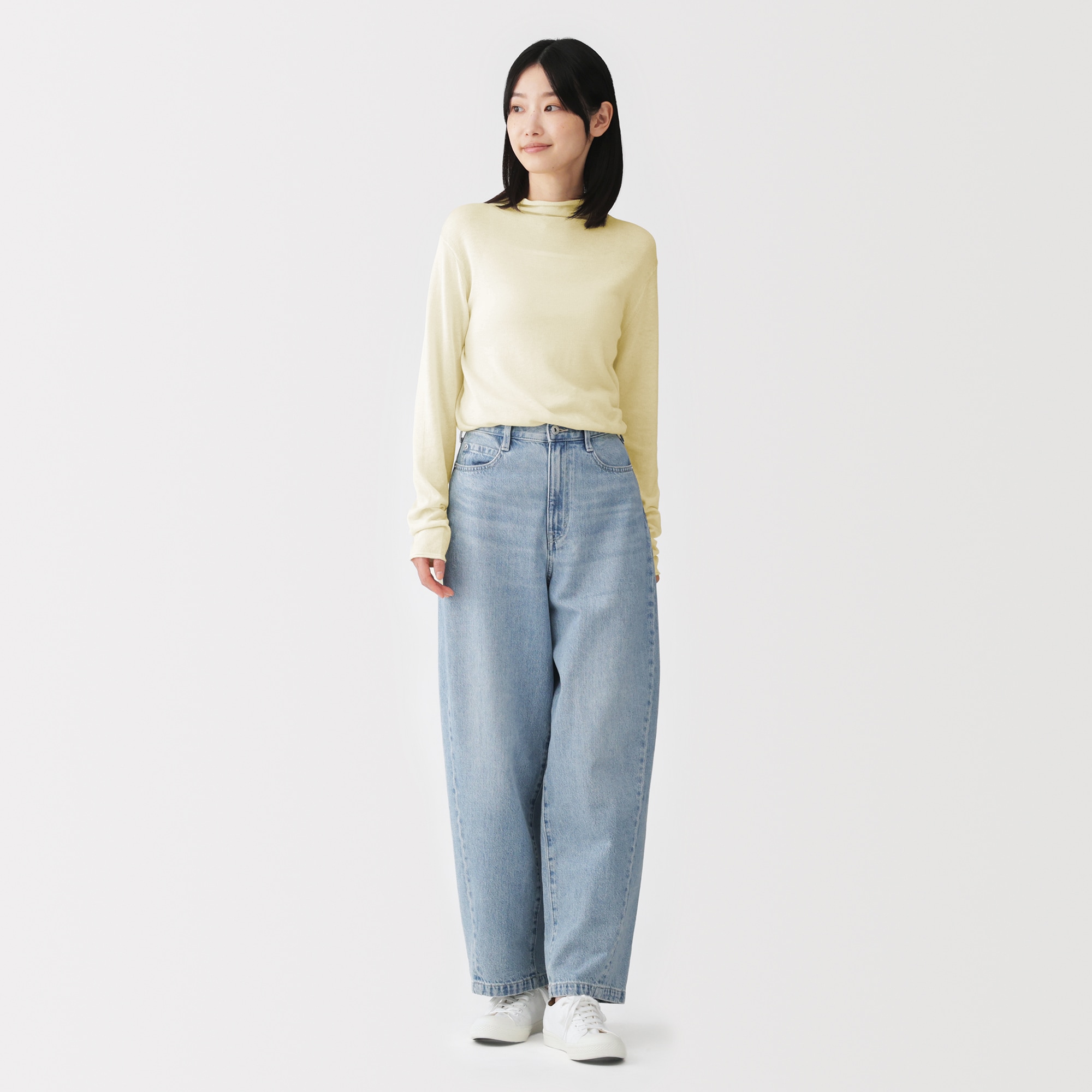 婦人　なめらか天竺編みシアーハイネックセーター