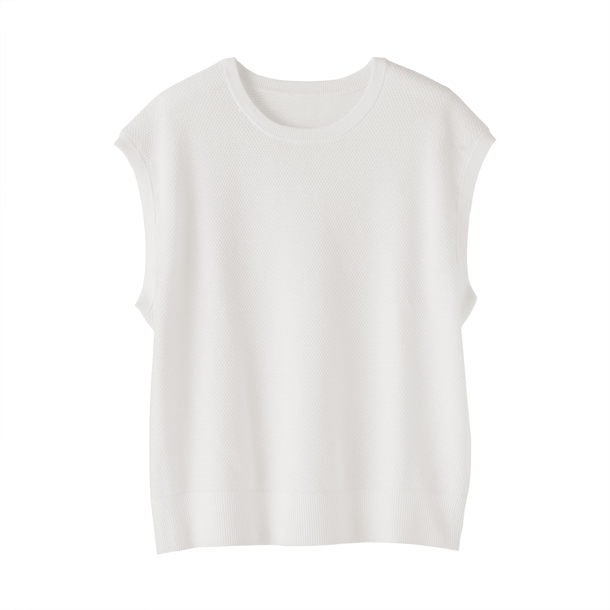 婦人　強撚透かし編みノースリーブセーター