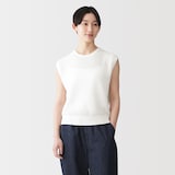 婦人　強撚透かし編みノースリーブセーター