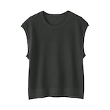 婦人　強撚透かし編みノースリーブセーター