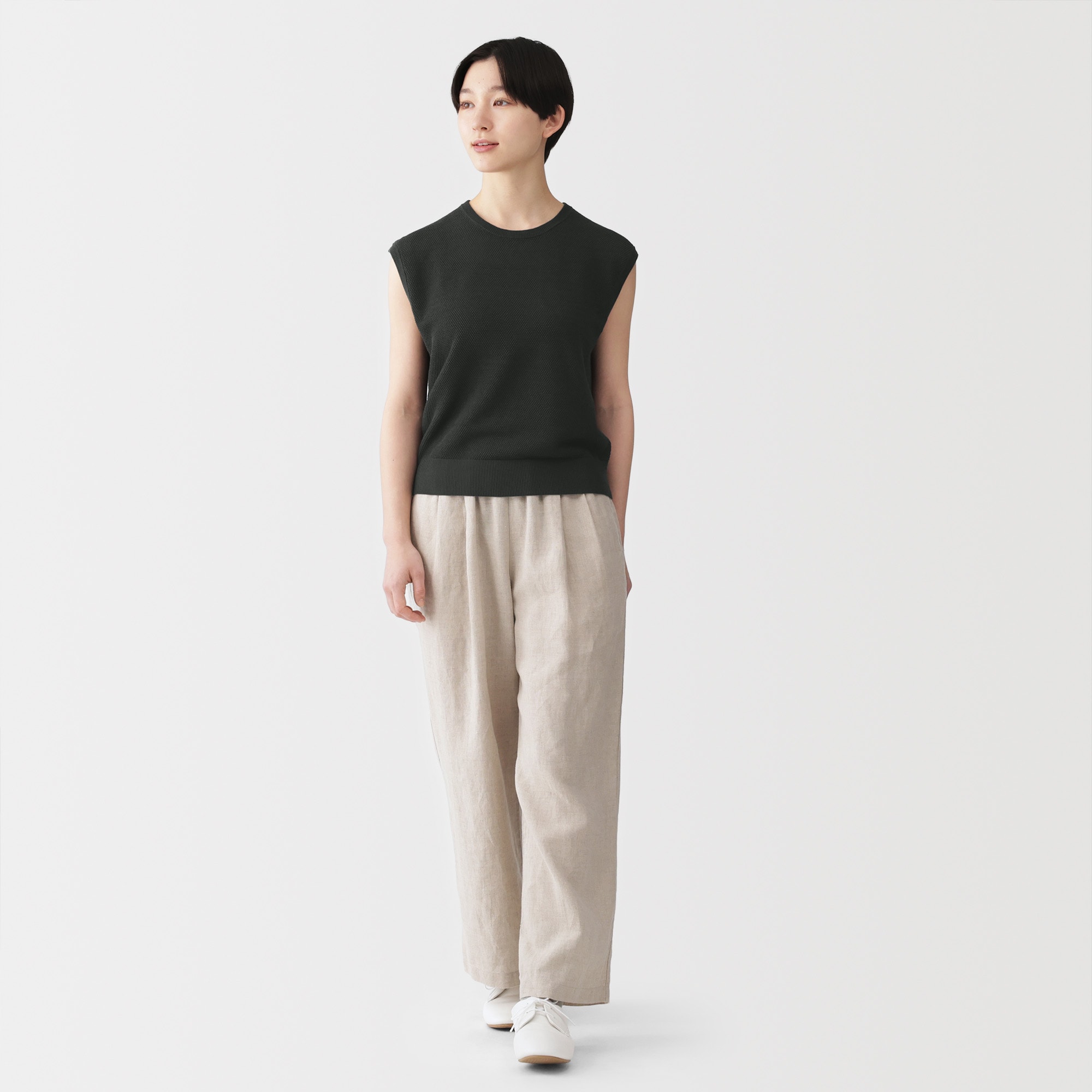 婦人 強撚透かし編みノースリーブセーター | 無印良品