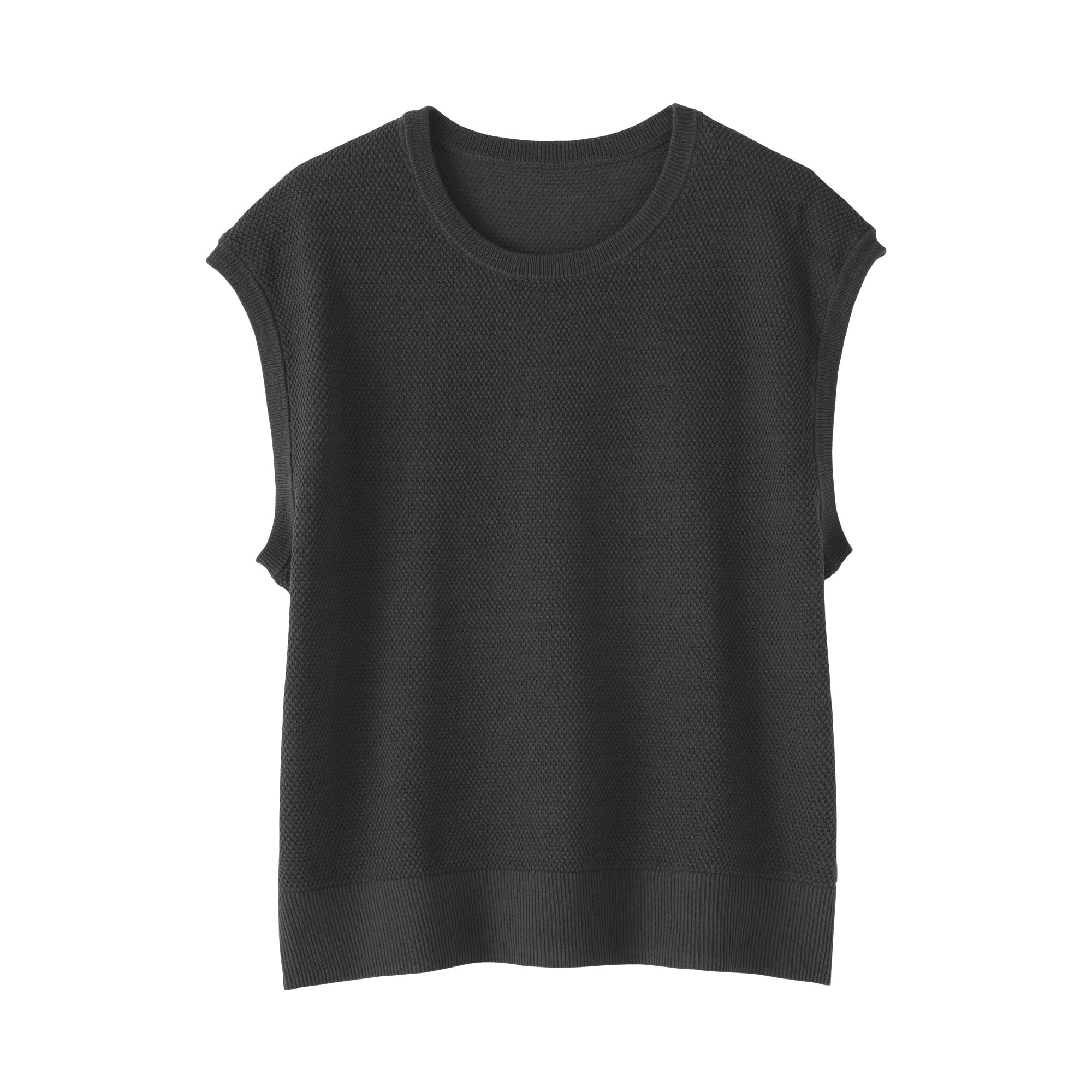 婦人　強撚透かし編みノースリーブセーター