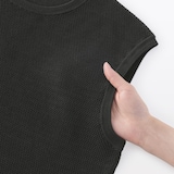 婦人　強撚透かし編みノースリーブセーター