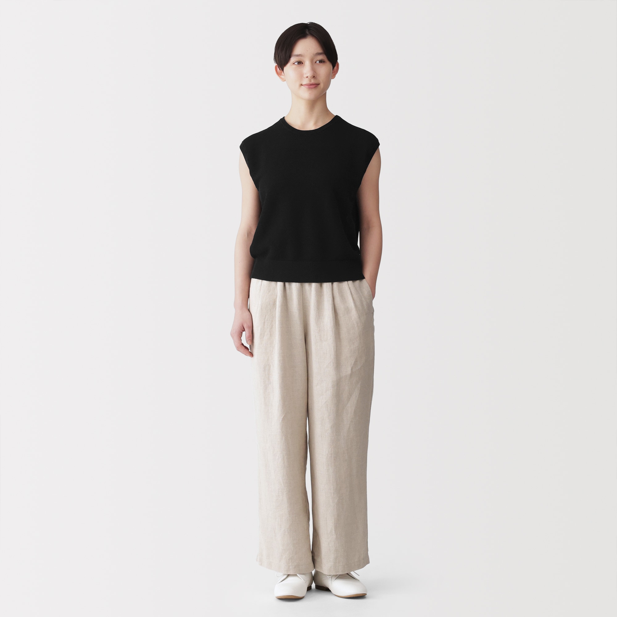 婦人 強撚透かし編みノースリーブセーター | 無印良品 婦人 強撚透かし編みノースリーブセーター | 無印良品