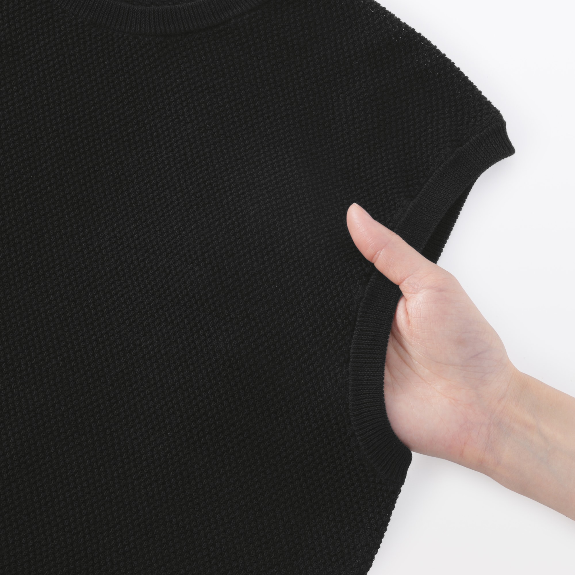 婦人　強撚透かし編みノースリーブセーター