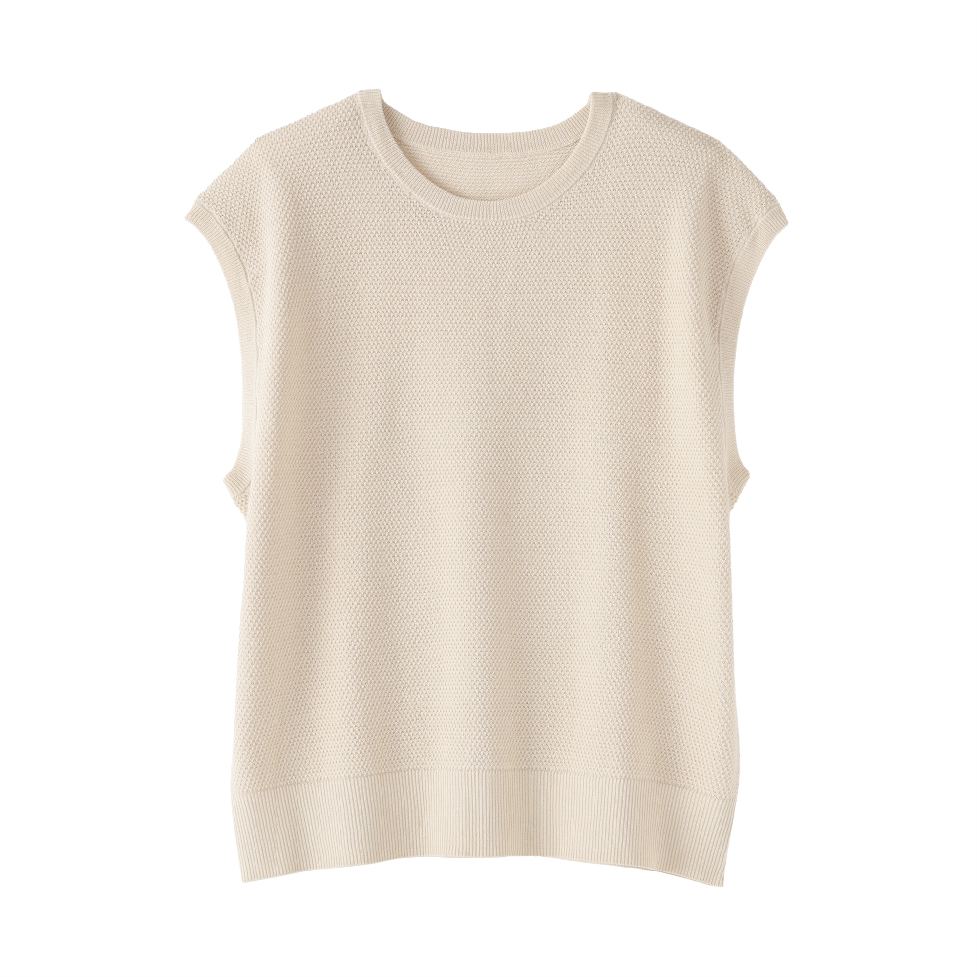 婦人　強撚透かし編みノースリーブセーター