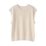 婦人　強撚透かし編みノースリーブセーター