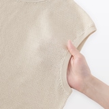 婦人　強撚透かし編みノースリーブセーター