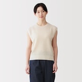 婦人　強撚透かし編みノースリーブセーター