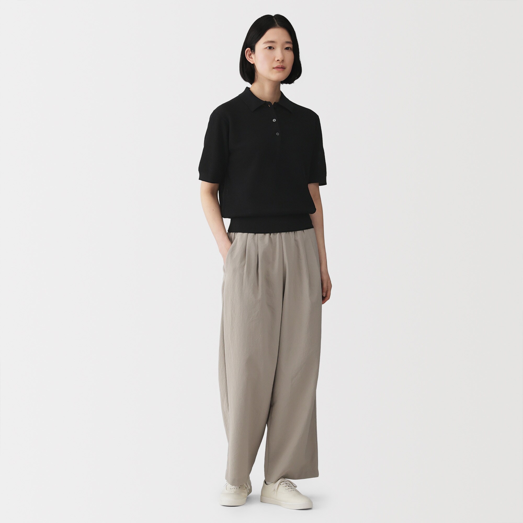 【新品未使用】OLD バレンシアガ　長袖ポロシャツ　リネン混　透かし編み　BB BALENCIAGA（バレンシアガ） 22AW BB Logo 1917 Docking L/S Tee BB