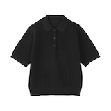 婦人　強撚透かし編みポロセーター