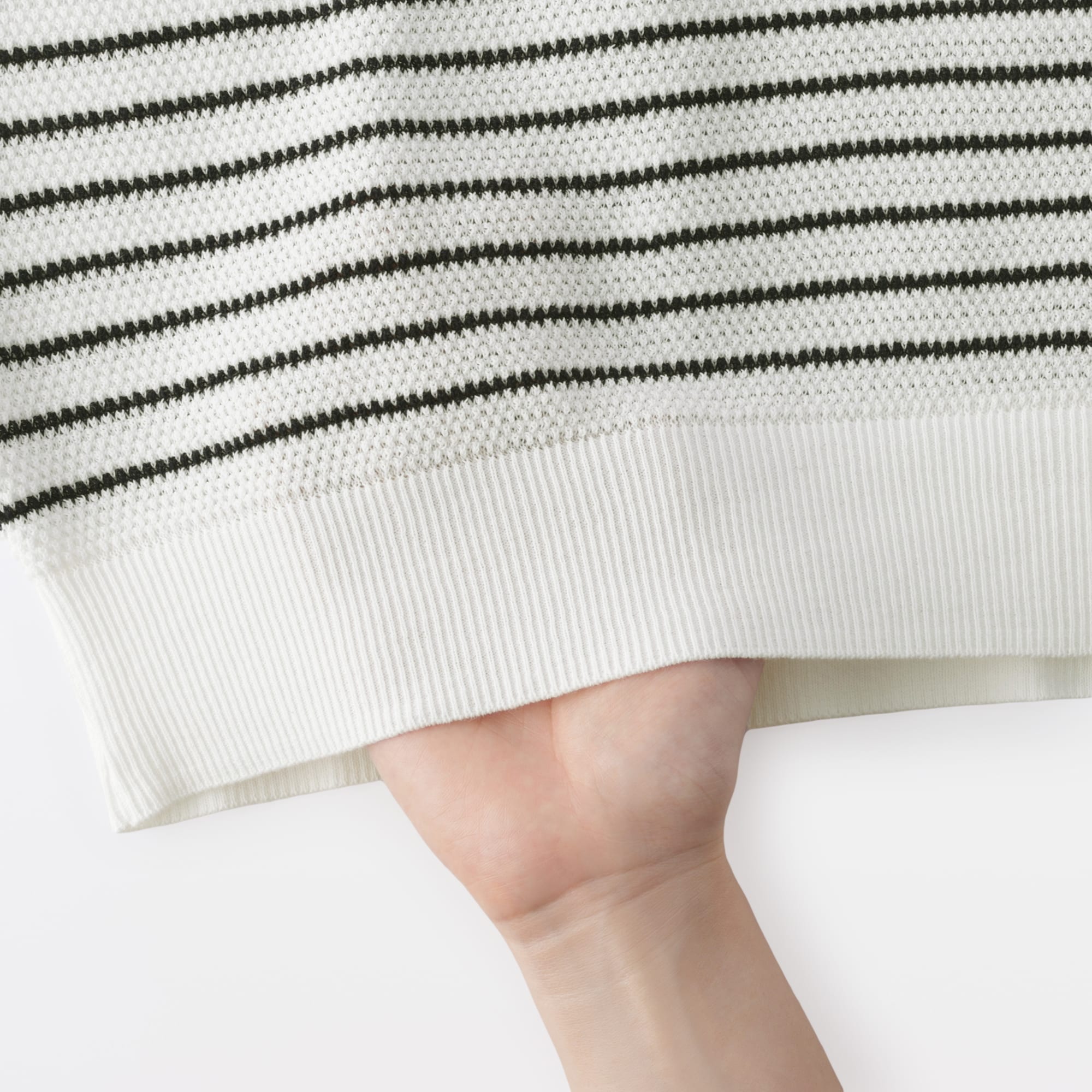 婦人　強撚透かし編みポロセーター