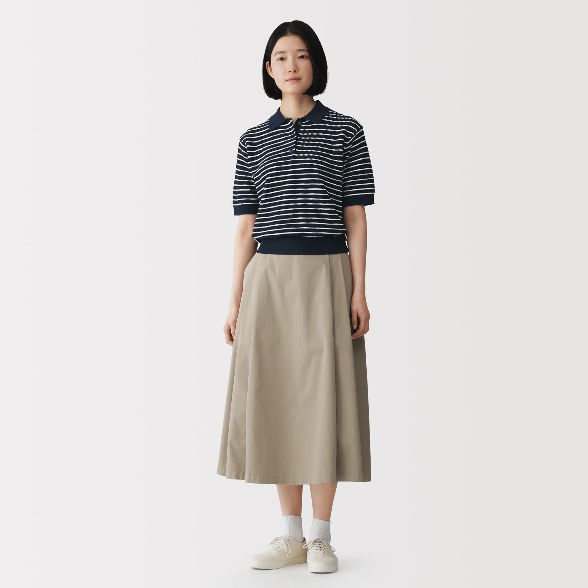 婦人 強撚透かし編みポロセーター | 無印良品