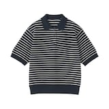 婦人　強撚透かし編みポロセーター