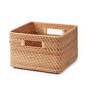 重なるラタン長方形バスケット 大 ｖ 約幅３６ 奥行２６ 高さ２４ｃｍ ラタン収納 バスケット 通販 無印良品