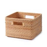 重なるラタン角型バスケット・大