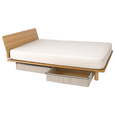 木製ベッドフレーム・シングル／タモ材・ブラウン