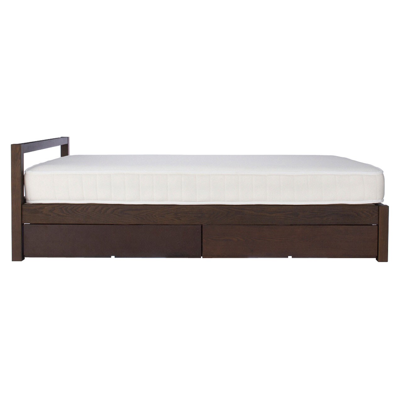 木製ベッド・ダブル・タモ材／ブラウン・無垢脚