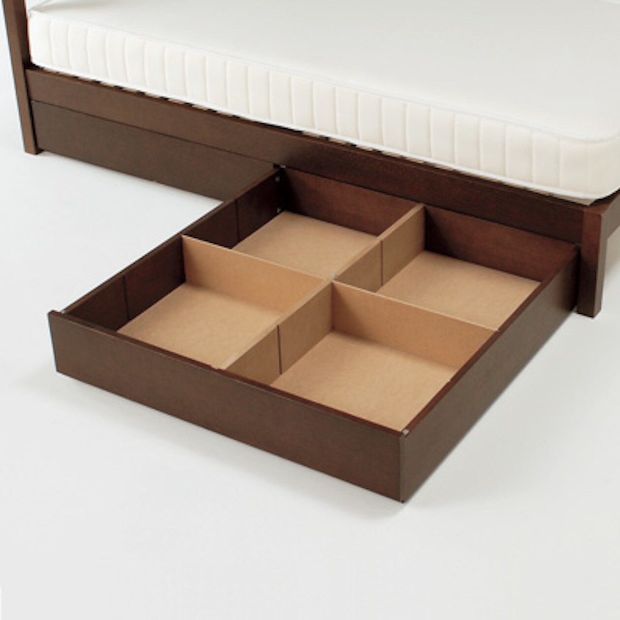木製ベッド下収納・大・タモ材／ブラウン