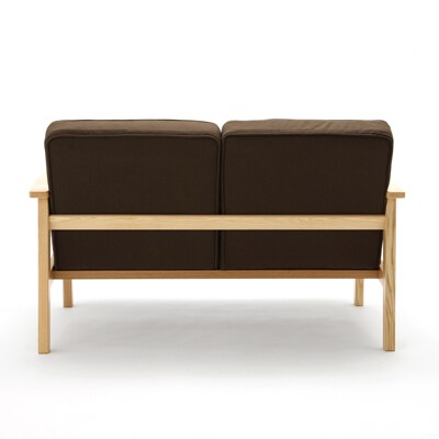 タモ材ソファ・２シーター・綿平織／ダークブラウン