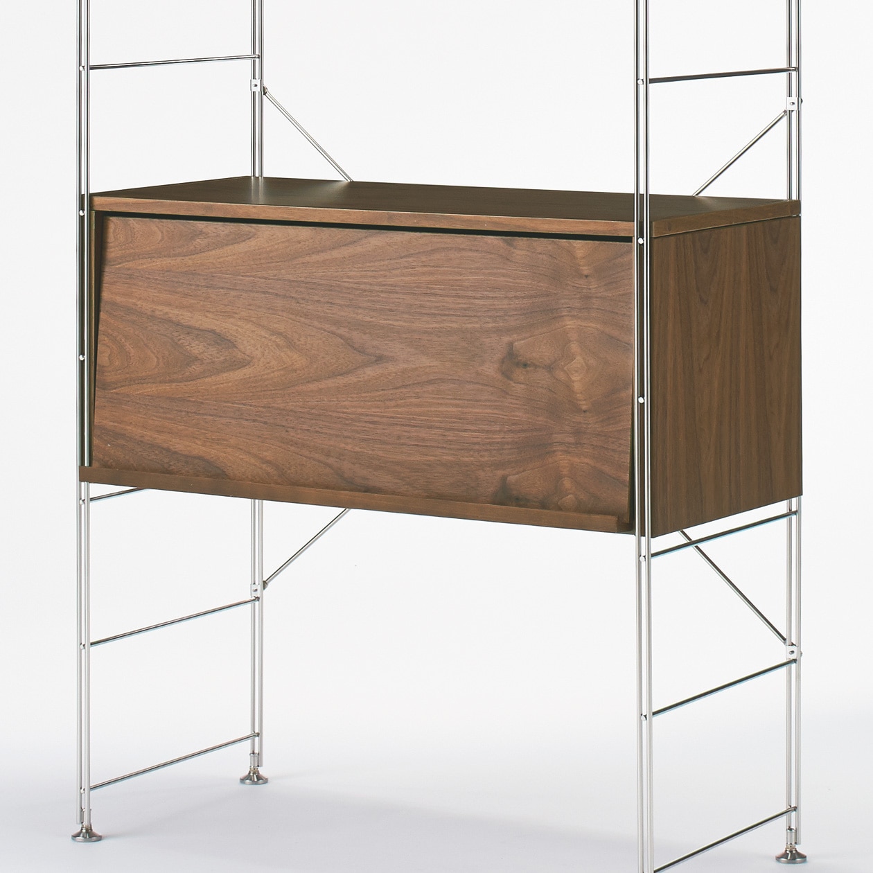 スチールユニットシェルフ用・ボックス・フラップ扉・ウォールナット材