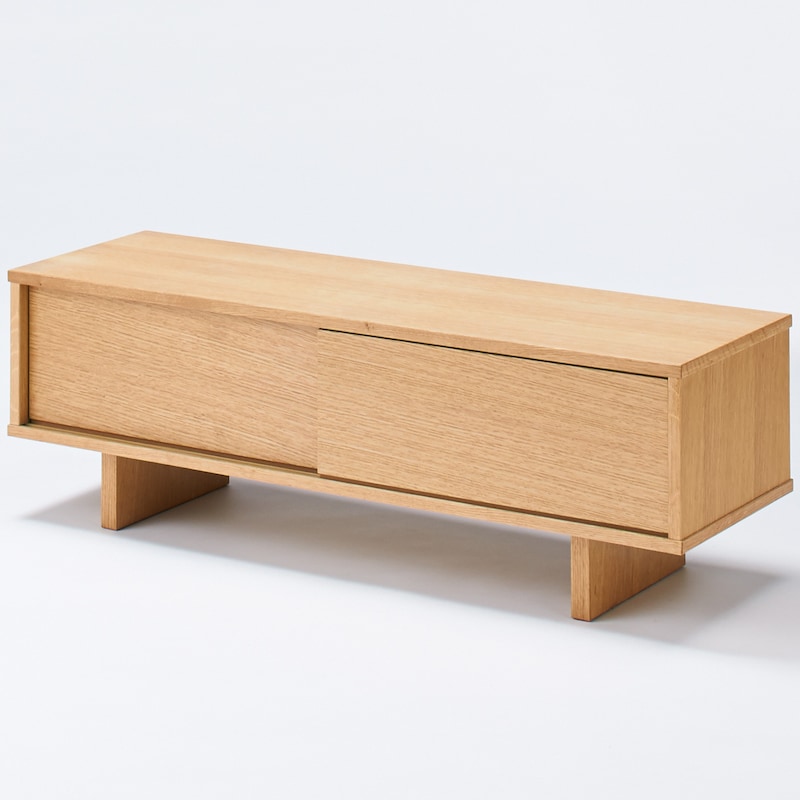 オーク材AVラック薄型（引戸）・幅110cm | 無印良品