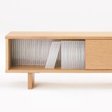 オーク材ＡＶラック薄型（引戸）・幅１１０ｃｍ