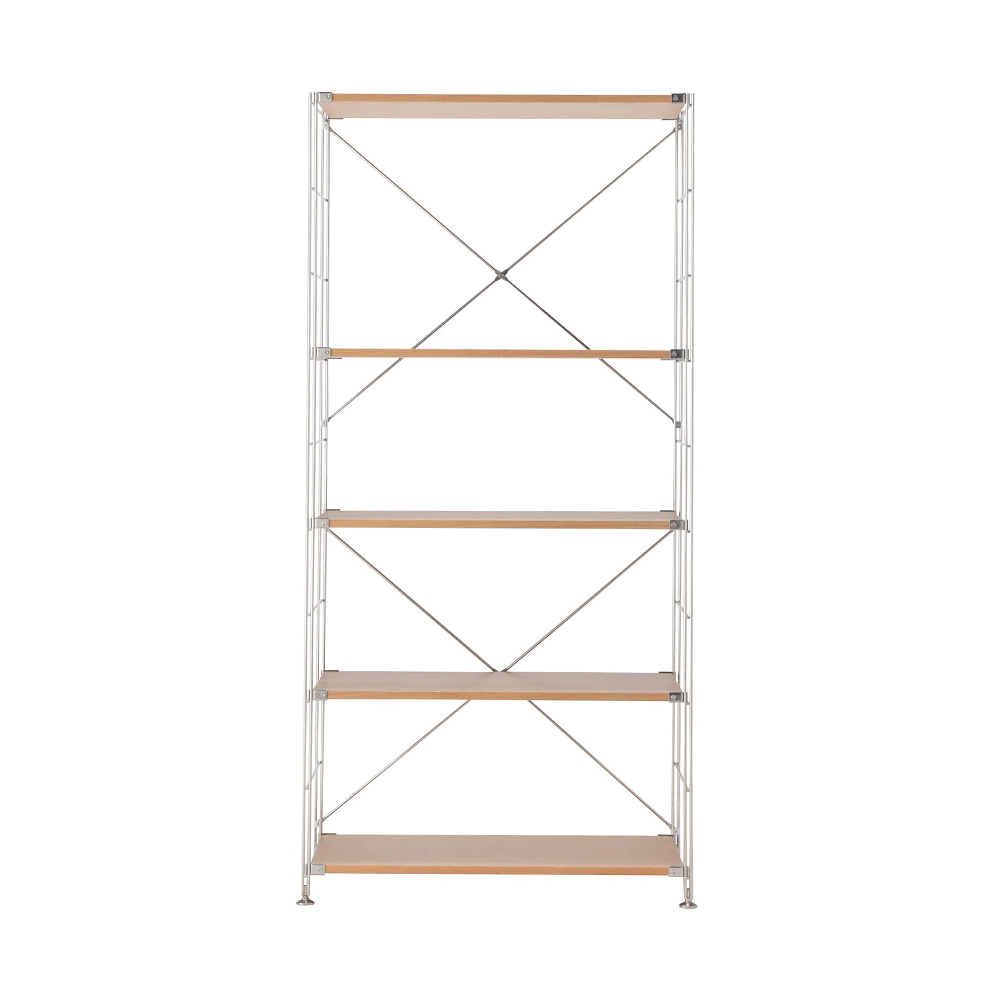 ステンレスユニットシェルフ・オーク材棚セット・ワイド・大