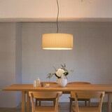 ペンダントライト楕円・Ｌ／シェード：プリーツ／コード・フランジ：ブラック